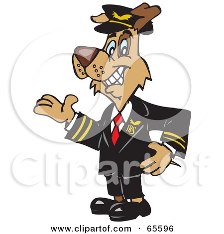Royalty-Free (RF) Clipart Illustration of a Pilot Dog In Uniform by Dennis Holmes Designs