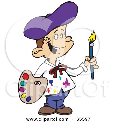 Royalty-Free (RF) Clipart Illustration of an Artist Boy Painting by Dennis Holmes Designs