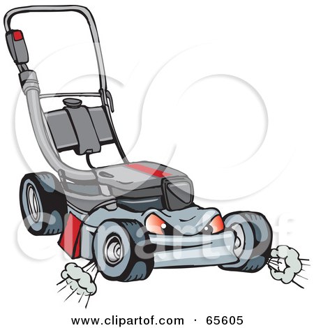 Royalty-Free (RF) Clipart Illustration of a Mean And Tough Lawn Mower Character by Dennis Holmes Designs