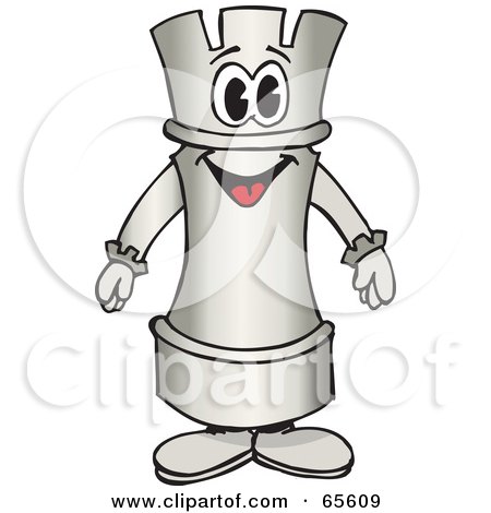 Royalty-Free (RF) Clipart Illustration of a White Rook Chess Piece Character by Dennis Holmes Designs
