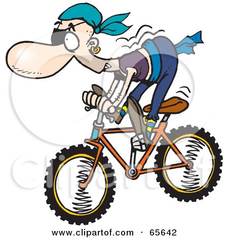 Royalty-Free (RF) Clipart Illustration of a Pirate Guy Riding A Bike - Version 1 by Dennis Holmes Designs