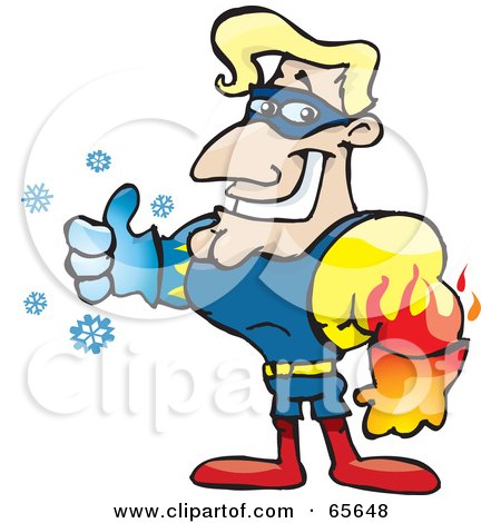 Royalty-Free (RF) Clipart Illustration of a Super Hero Dude Giving The Thumbs Up - Version 2 by Dennis Holmes Designs