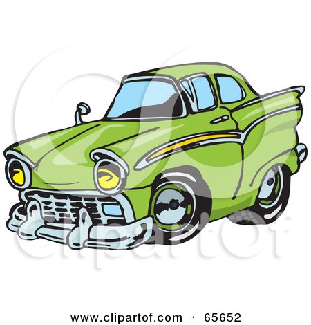 Royalty-Free (RF) Clipart Illustration of a Green Hot Rod Car by Dennis Holmes Designs