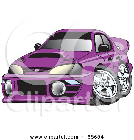 Royalty-Free (RF) Clipart Illustration of a Purple Subaru Impreza WRX by Dennis Holmes Designs