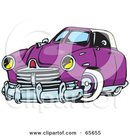 Royalty-Free (RF) Clipart Illustration of a Purple Hot Rod Car by Dennis Holmes Designs