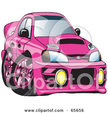 Royalty-Free (RF) Clipart Illustration of a Pink Subaru Impreza WRX by Dennis Holmes Designs