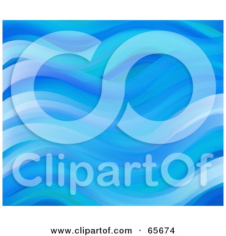 Royalty-Free (RF) Clipart Illustration of a Background Of Abstract Blue Waves - Version 4 by Prawny
