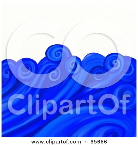 Royalty-Free (RF) Clipart Illustration of a Background Of Swirly Blue Waves Over White by Prawny