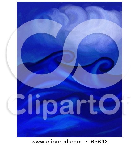 Royalty-Free (RF) Clipart Illustration of a Background Of Curving Blue Waves At Sea At Night by Prawny