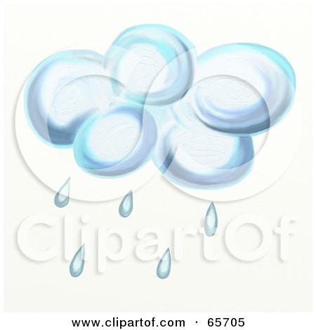 Royalty-Free (RF) Clipart Illustration of a Painted Blue Rain Cloud With Droplets, On White by Prawny