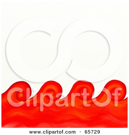 Royalty-Free (RF) Clipart Illustration of a Background Of Red Swirly Waves Over White by Prawny
