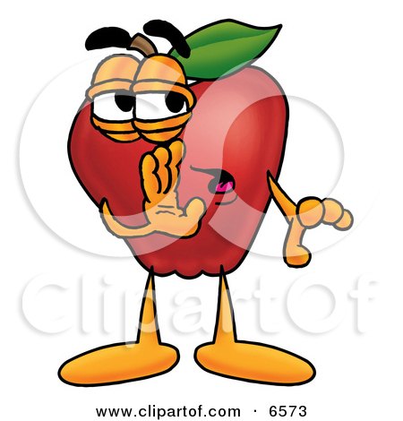 Red Apple Character Mascot Whispering Secrets Clipart Picture by Mascot Junction