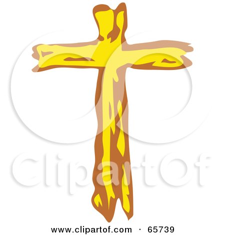 Royalty-Free (RF) Clipart Illustration of a Stylized Yellow Christian Cross by Prawny