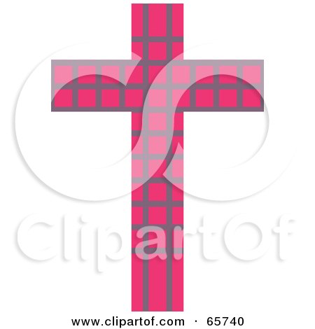 Royalty-Free (RF) Clipart Illustration of a Pink Patterned Cross With Lines by Prawny