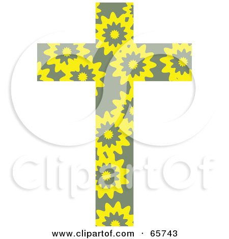 Royalty-Free (RF) Clipart Illustration of a Yellow Flower Patterned Cross by Prawny