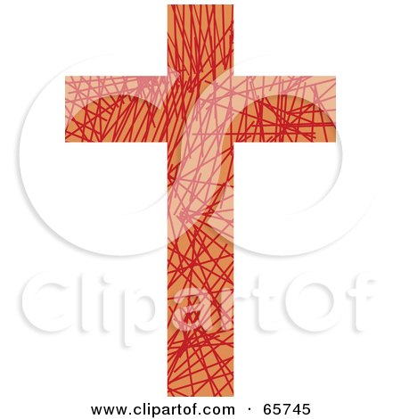 Royalty-Free (RF) Clipart Illustration of an Orange Patterned Cross With Scratches by Prawny