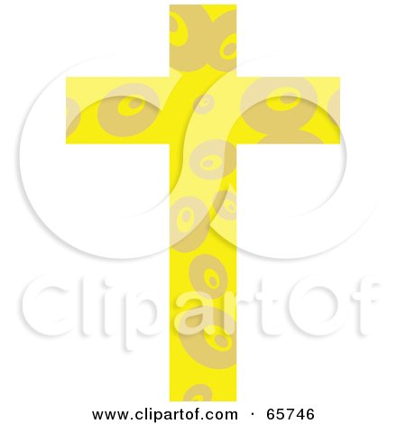 Royalty-Free (RF) Clipart Illustration of a Yellow Patterned Cross With Circles by Prawny