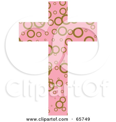 Royalty-Free (RF) Clipart Illustration of a Pink Patterned Cross With Circles by Prawny