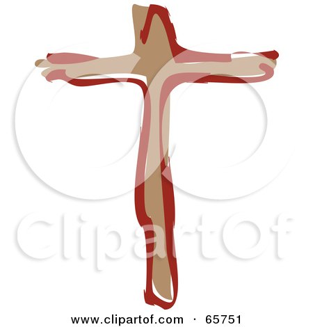 Royalty-Free (RF) Clipart Illustration of a Stylized Tan Christian Cross by Prawny