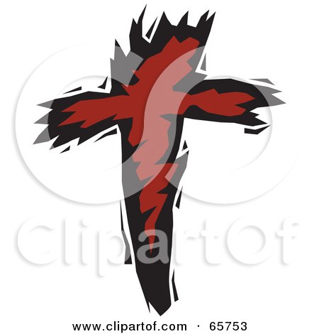 Royalty-Free (RF) Clipart Illustration of a Stylized Red And Black Christian Cross by Prawny