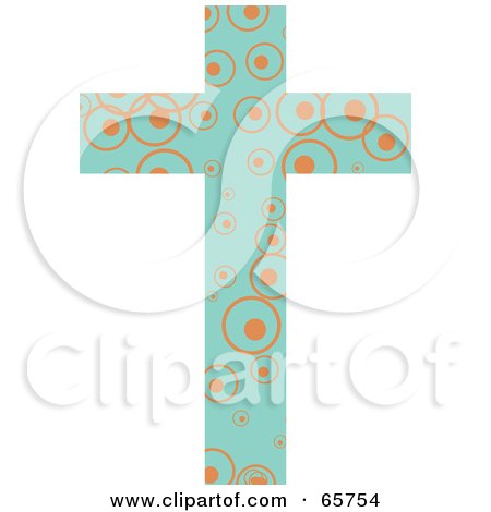 Royalty-Free (RF) Clipart Illustration of a Turquoise Patterned Cross With Circles by Prawny