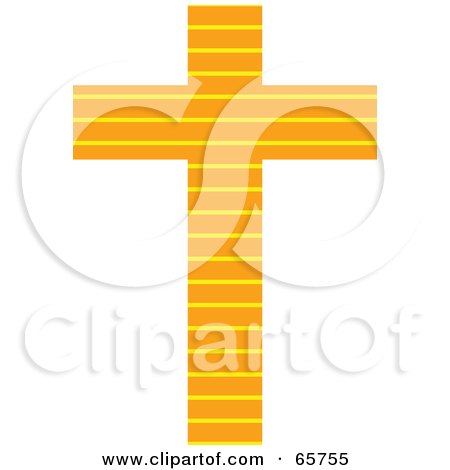 Royalty-Free (RF) Clipart Illustration of an Orange Patterned Cross With Stripes by Prawny