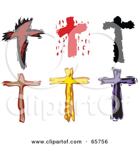 Royalty-Free (RF) Clipart Illustration of a Digital Collage Of Six Stylized Christian Crosses by Prawny