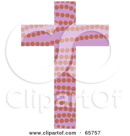 Royalty-Free (RF) Clipart Illustration of a Pink Patterned Cross With Dots by Prawny