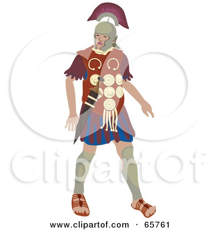 Royalty-Free (RF) Clipart Illustration of a Walking Centurion Roman Soldier Man by Prawny