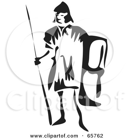 Royalty-Free (RF) Clipart Illustration of a Black And White Roman Soldier by Prawny