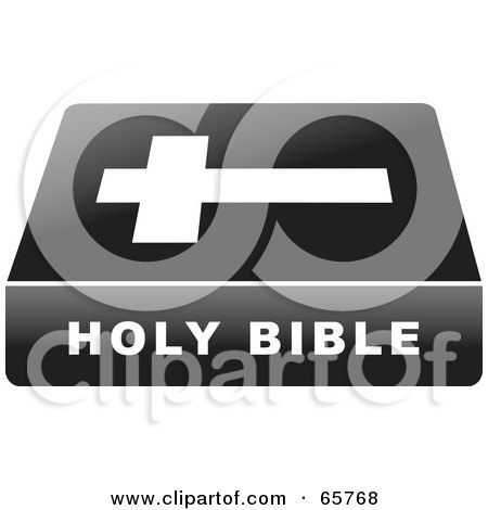 Royalty-Free (RF) Clipart Illustration of a Black Ad White Holy Bible Book by Prawny