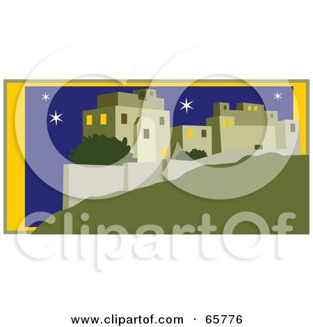 Royalty-Free (RF) Clipart Illustration of a Starry Night Over Jerusalem by Prawny