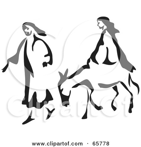 Royalty-Free (RF) Clipart Illustration of Mary And Joseph With A Mule by Prawny