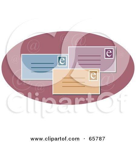 Royalty-Free (RF) Clipart Illustration of Three Email Envelopes On A Pink Oval by Prawny