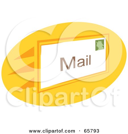 Royalty-Free (RF) Clipart Illustration of a Fast Envelope Speeding On A Yellow Oval by Prawny