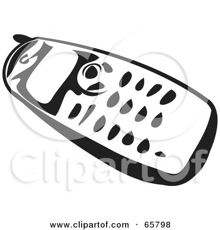 Royalty-Free (RF) Clipart Illustration of a Black And White Portable Telephone by Prawny