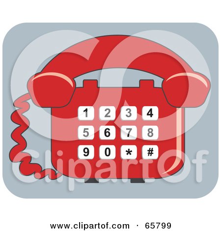 Royalty-Free (RF) Clipart Illustration of a Red Telephone On A Gray And White Background by Prawny