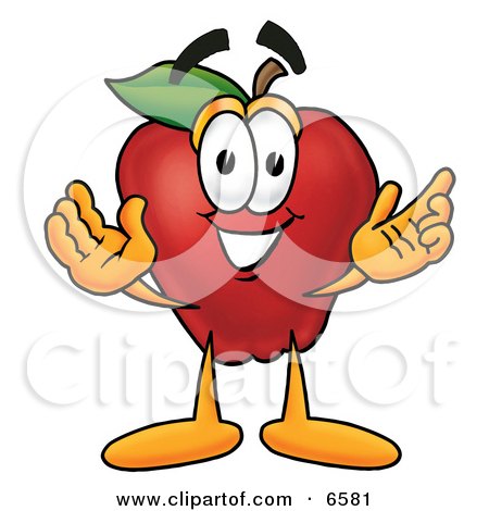 Red Apple Character Mascot With Open Arms While Greeting Someone Clipart Picture by Mascot Junction