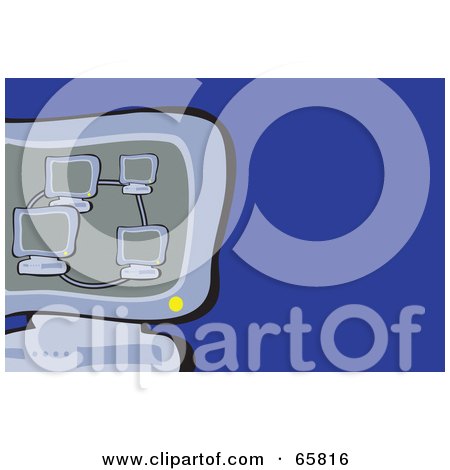 Royalty-Free (RF) Clipart Illustration of Networked Computers On A Monitor, Over Blue by Prawny