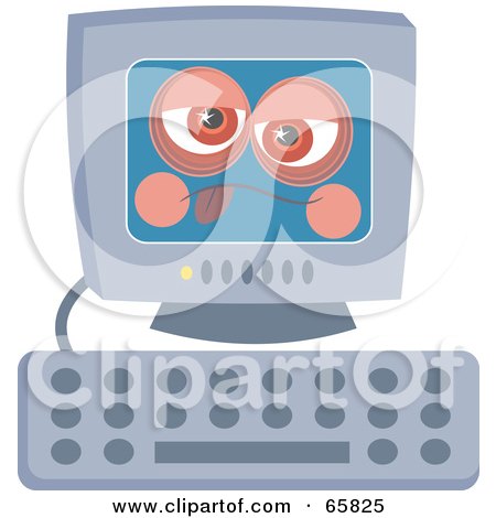 Royalty-Free (RF) Clipart Illustration of a Computer Feeling Under The Weather by Prawny