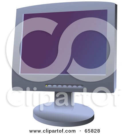 Royalty-Free (RF) Clipart Illustration of a Gray Computer Screen With A Purple Gradient Screensaver by Prawny
