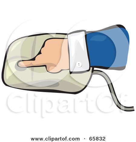 Royalty-Free (RF) Clipart Illustration of a Hand Pushing Down On A Computer Mouse by Prawny