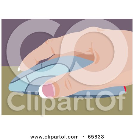 Royalty-Free (RF) Clipart Illustration of a Lady's Hand On A Computer Mouse by Prawny