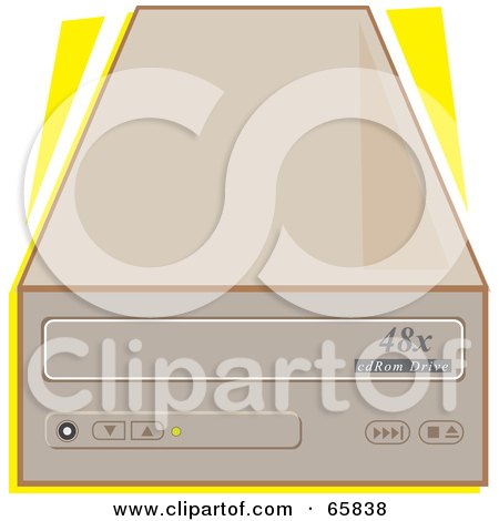 Royalty-Free (RF) Clipart Illustration of a Tan Computer Cd Drive by Prawny