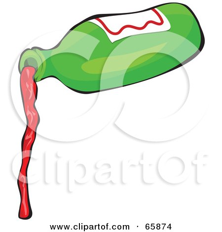 Royalty-Free (RF) Clipart Illustration of a Green Bottle Pouring Red Wine Over White by Prawny