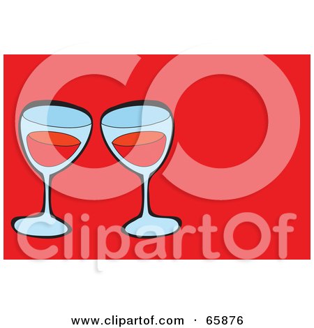Royalty-Free (RF) Clipart Illustration of Two Glasses Of Red Wine On Red by Prawny