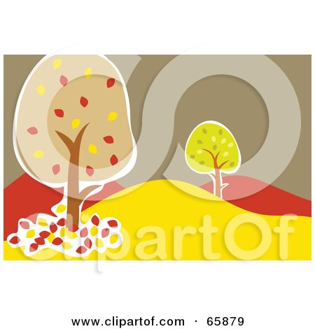 Royalty-Free (RF) Clipart Illustration of a Hilly Landscape With Autumn Trees by Prawny