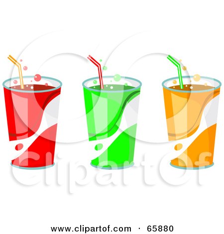 Royalty-Free (RF) Clipart Illustration of a Digital Collage Of Fountain Sodas In A Colorful Cups With Straws by Prawny