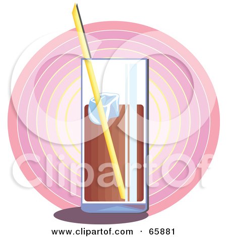 Royalty-Free (RF) Clipart Illustration of a Tall Glass Of Soda And Ice With Pink Circles by Prawny