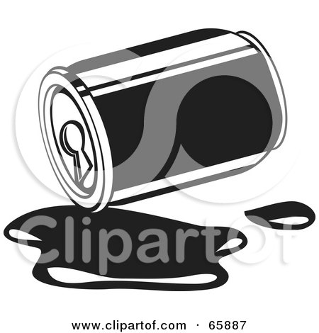 Royalty-Free (RF) Clipart Illustration of a Black And White Spill By A Soda Can by Prawny